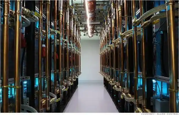 GPU mining hosting data center with racks of mining rigs